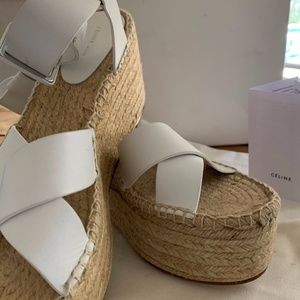 CELINE criss cross white sandal